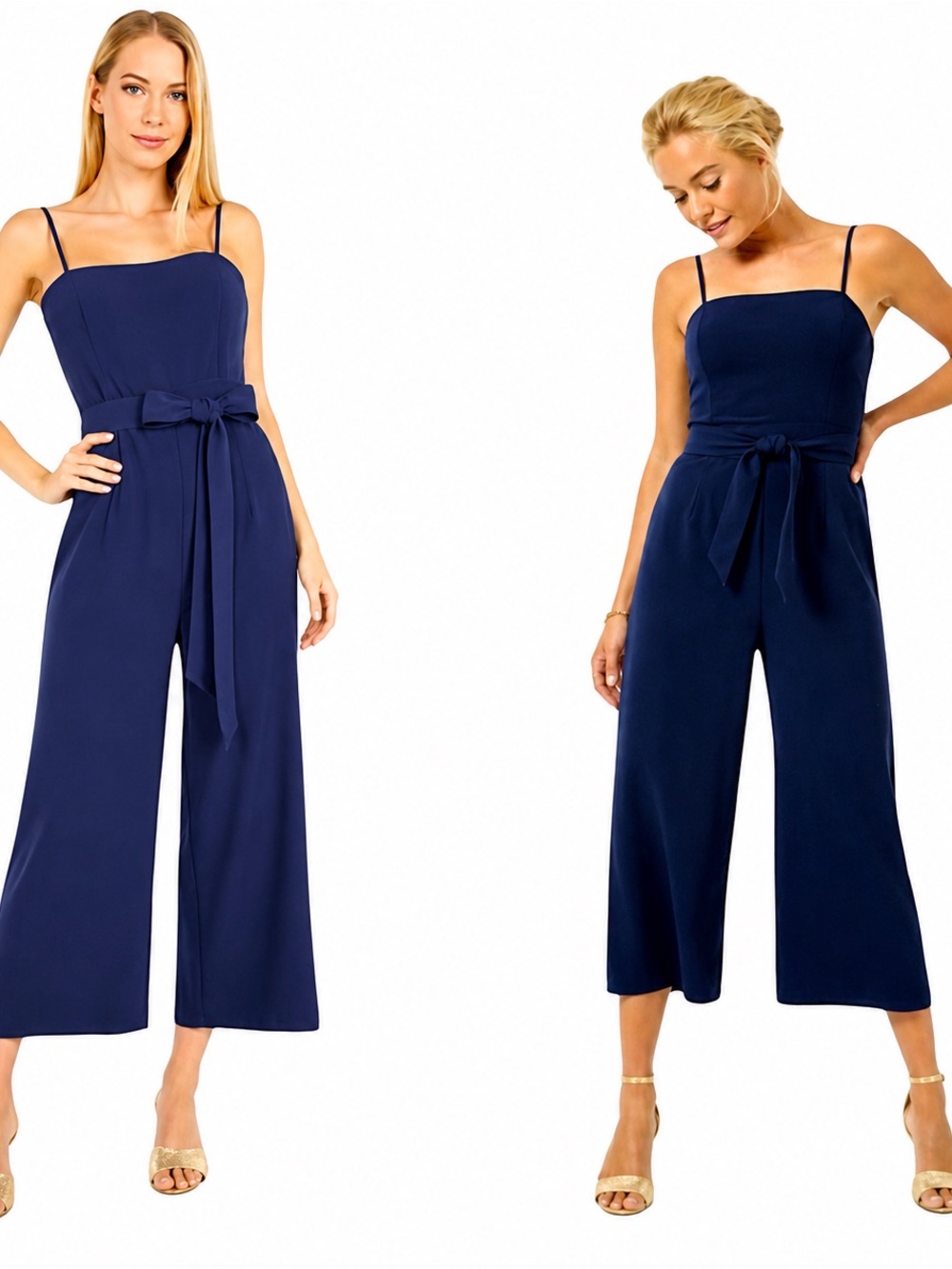 Lilly Pulitzer Sandra Navy Wide Leg Cropped Jumpsuit Size 6